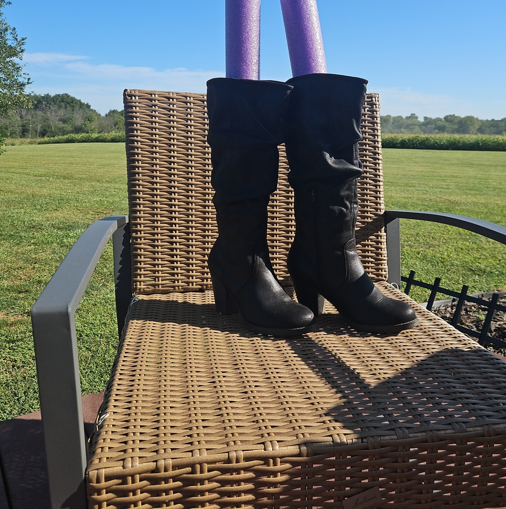 Classic Black Mid-Calf Heeled Boots